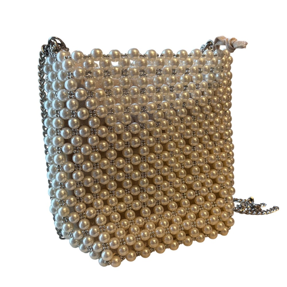 ZARA Faux Pearl Beaded Crossbody Bag Bucket Cream White Bridal Pearlcore Pouch